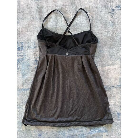Lululemon Black Heathered Charcoal Gray Graceful Flow Tank Top Size 6 - Picture 7 of 7